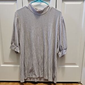 Gray Ribbed Turtleneck Top